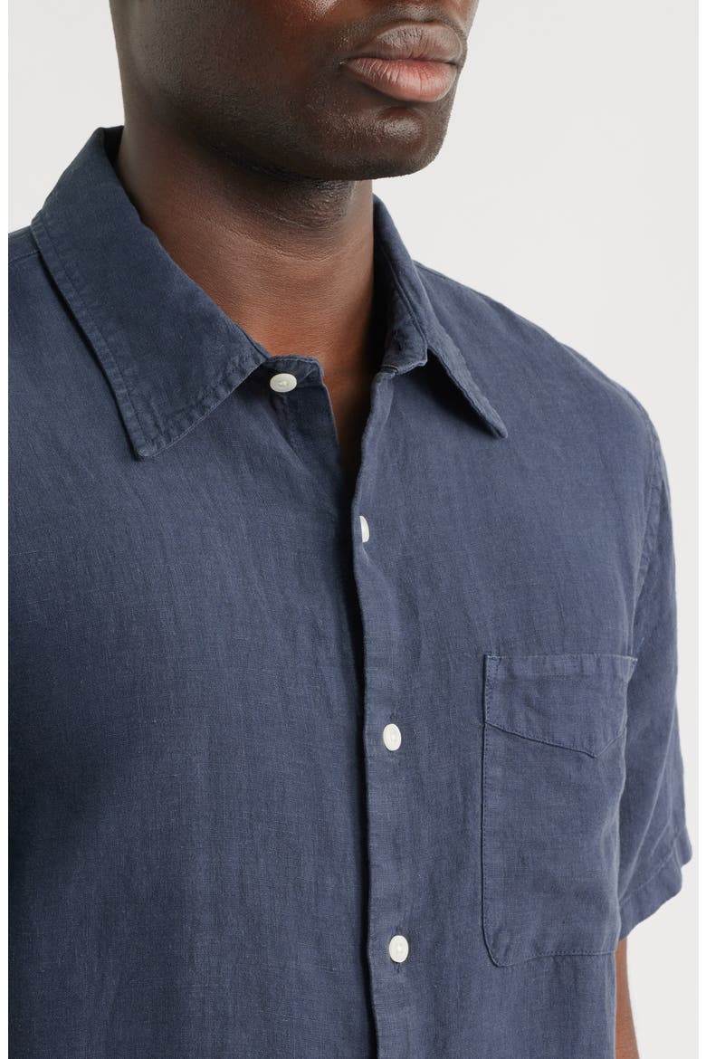 Short Sleeve Linen Shirt, Alternate, color, INK