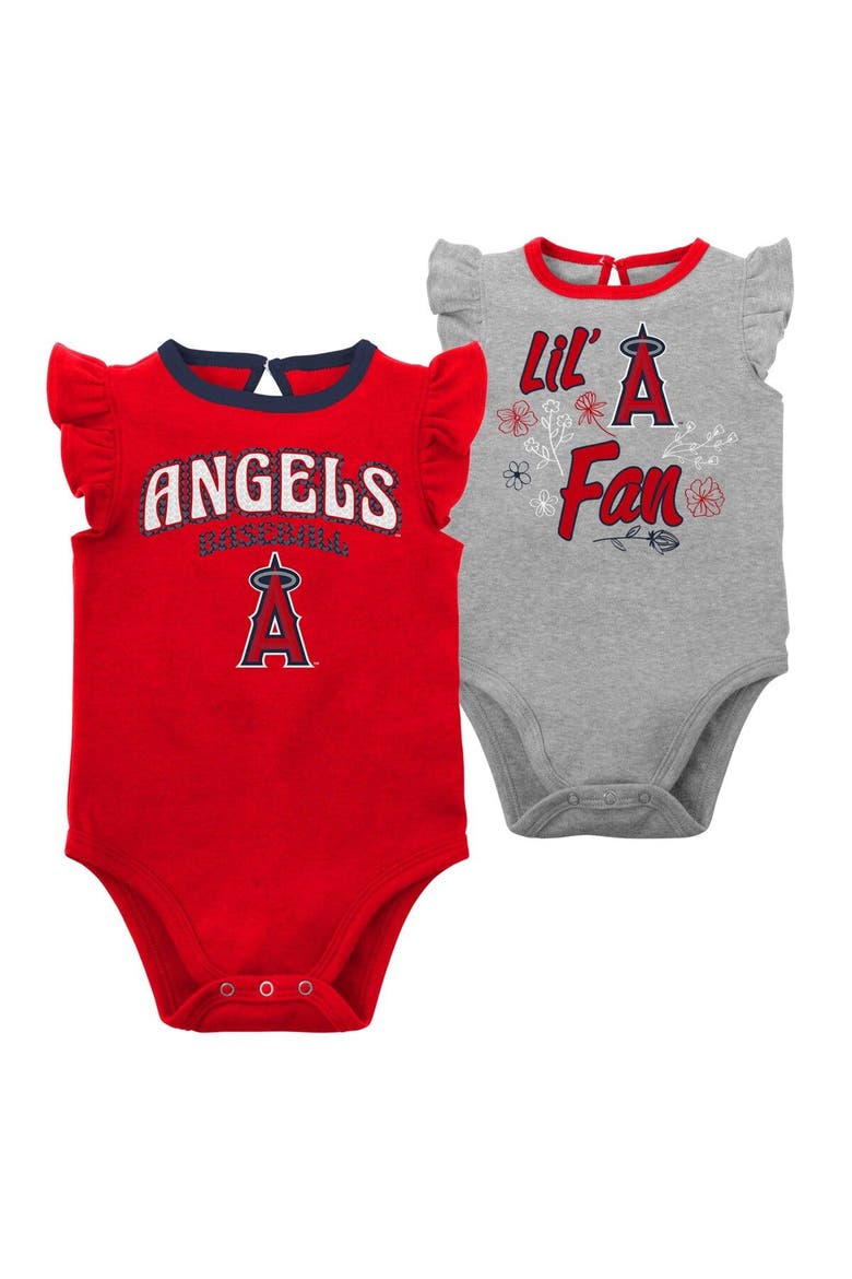 Infant Red/Heather Gray Los Angeles Angels Little Fan Two-Pack Bodysuit Set, Main, color, Red