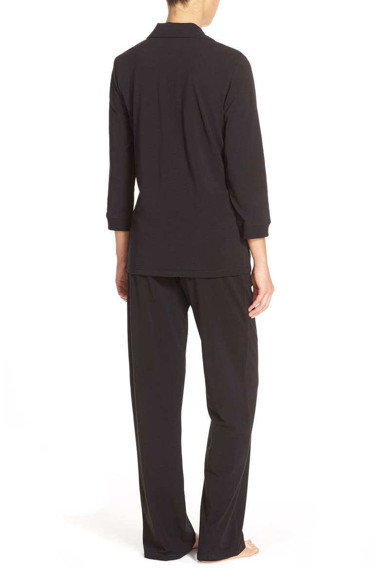 Stretch Pima Cotton Jersey Pajamas, Alternate, color, BLACK