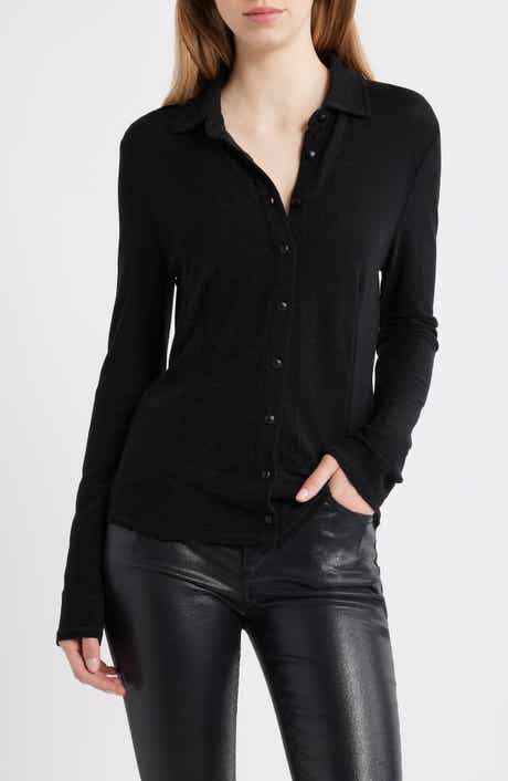 Elsa Metallic Button-Up Shirt