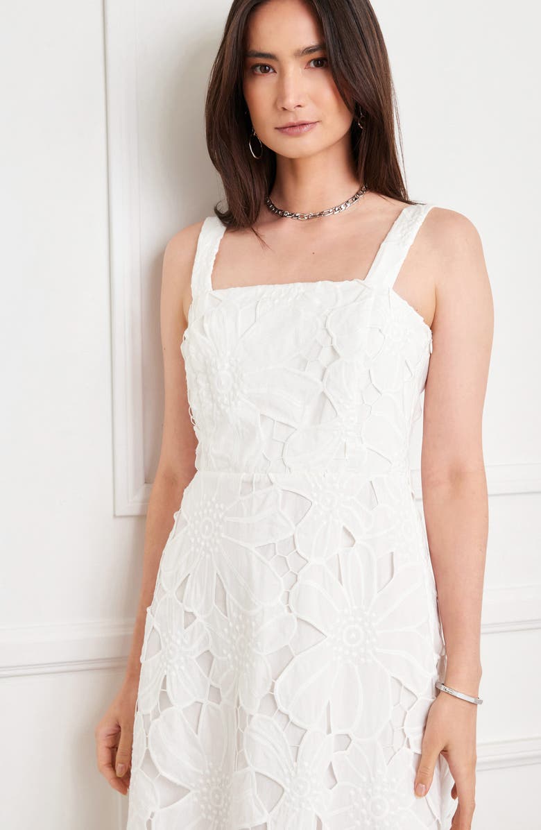 Karen Kane Embroidered Cutout Sundress, Alternate, color, Off White