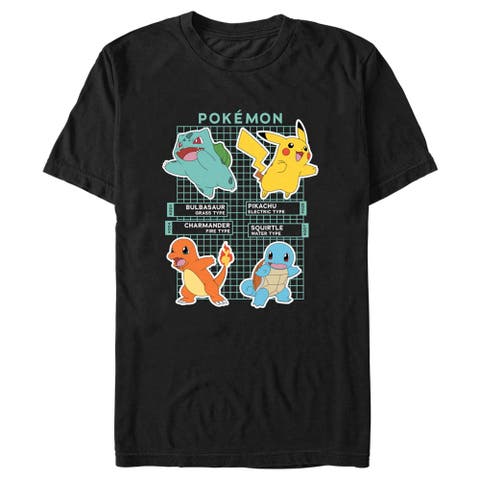 Men's Pokemon Starters Grid Pokedex  Graphic T-Shirt