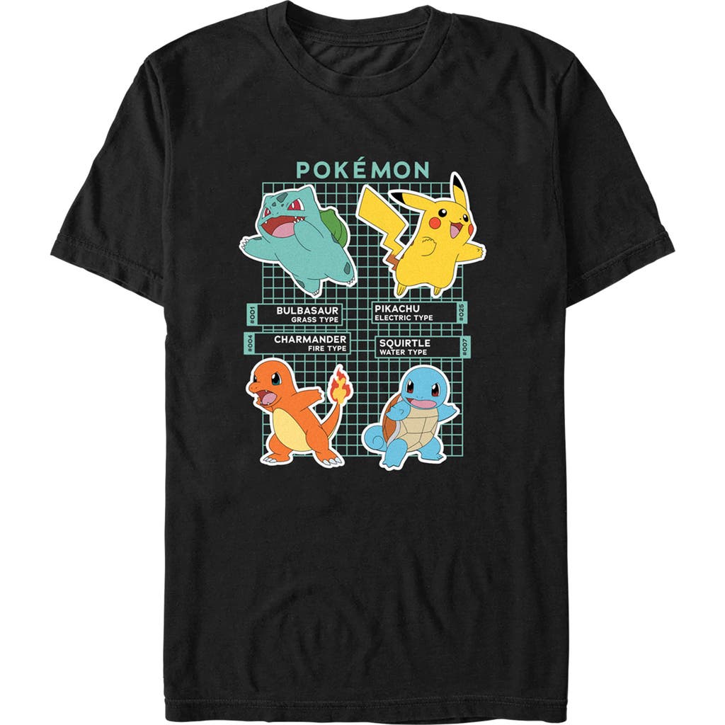 Pokémon Pokemon Starters Grid Pokedex Graphic T-shirt In Black