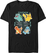 POKEMON Men's Pokemon Starters Grid Pokedex Graphic T-Shirt
