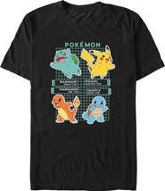 POKEMON Men's Pokemon Starters Grid Pokedex Graphic T-Shirt