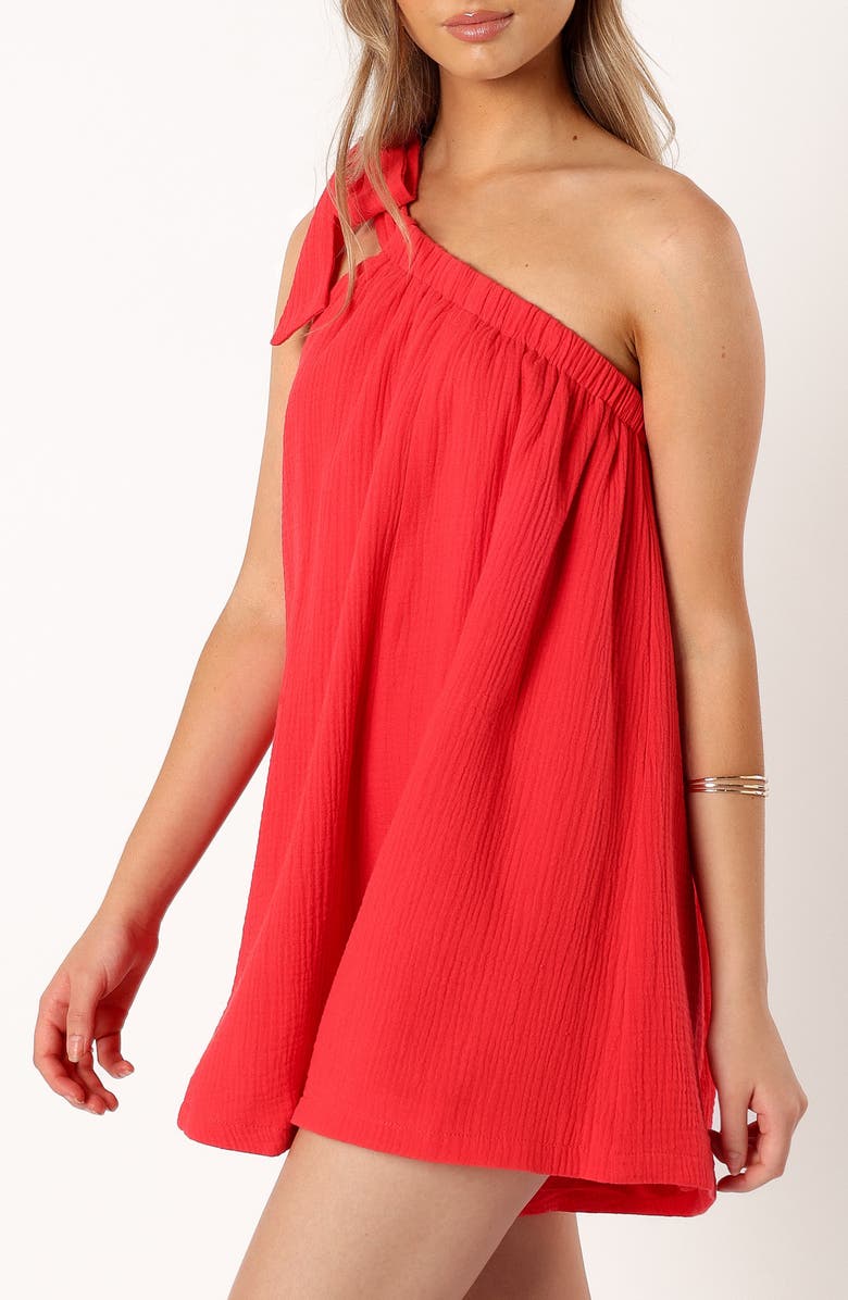 Petal & Pup Miffy One-Shoulder Cotton Romper, Alternate, color, Red