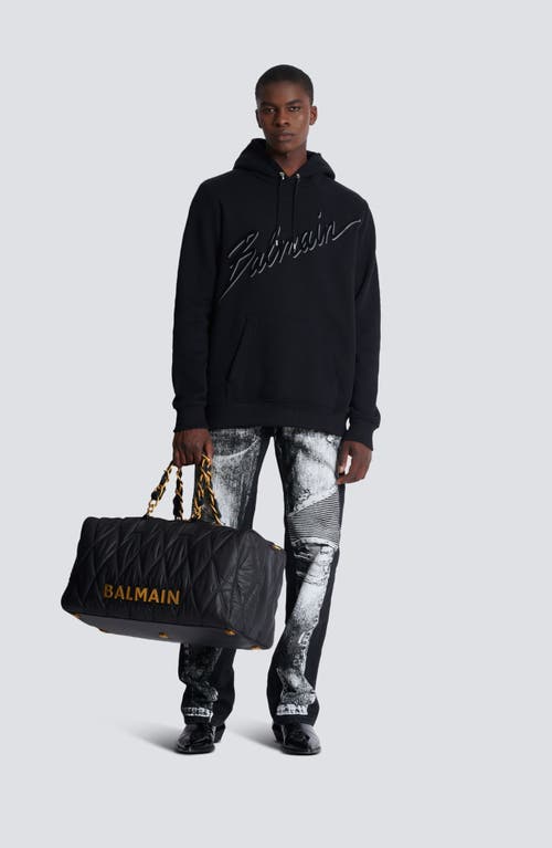 Balmain Men's Flocked Script Hoodie