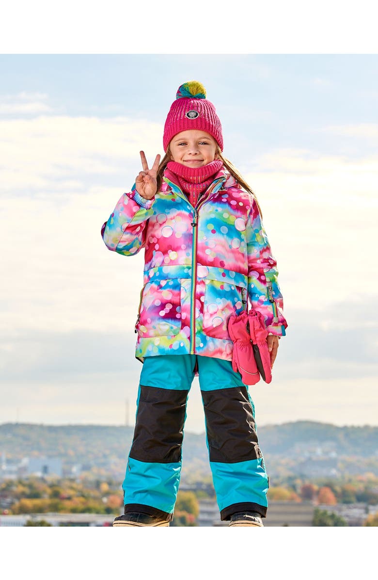 Deux par Deux Girl's Two Piece Snowsuit Printed Bubbles And Turquoise, Alternate, color, Viridian Green