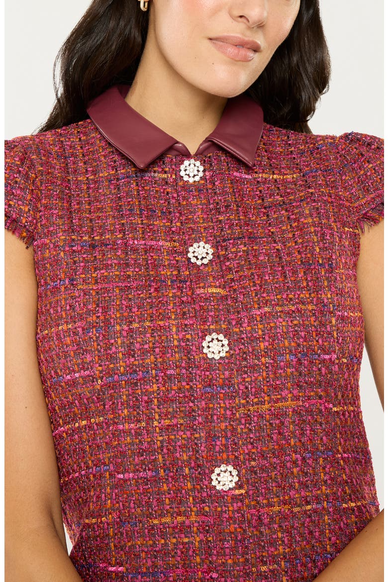 Riello Fringe Tweed Minidress, Alternate, color, WINE MULTI
