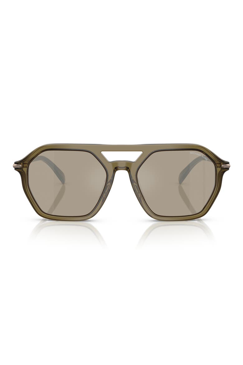 Jackson Hole 57mm Pilot Sunglasses, Main, color, OLIVE TRANSPARENT / OLIVE