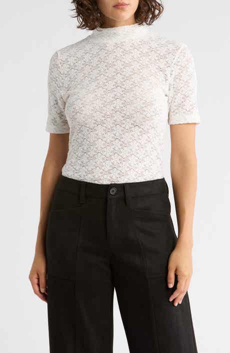 Sanctuary Mock Neck Lace Top
