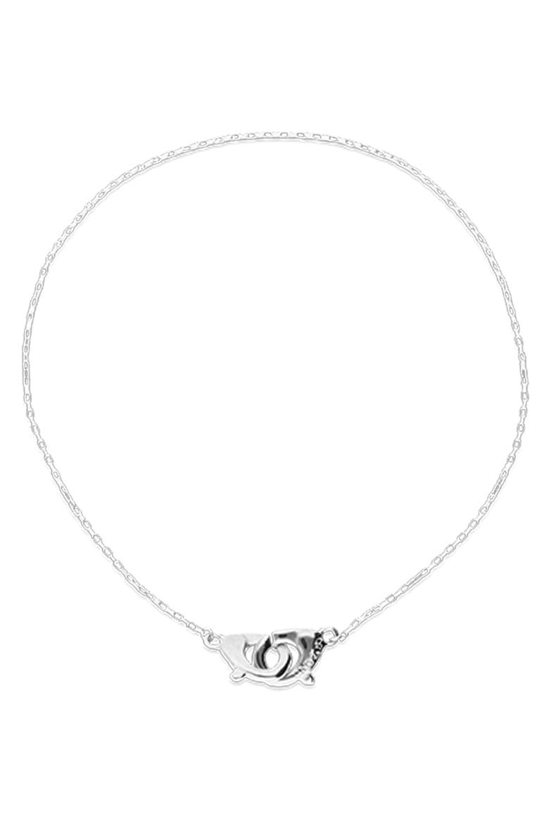 Sterling Silver-Plated Necklace with Interlocking Carabiner Detail, Main, color, Silver