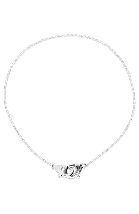 Sterling Silver-Plated Necklace with Interlocking Carabiner Detail