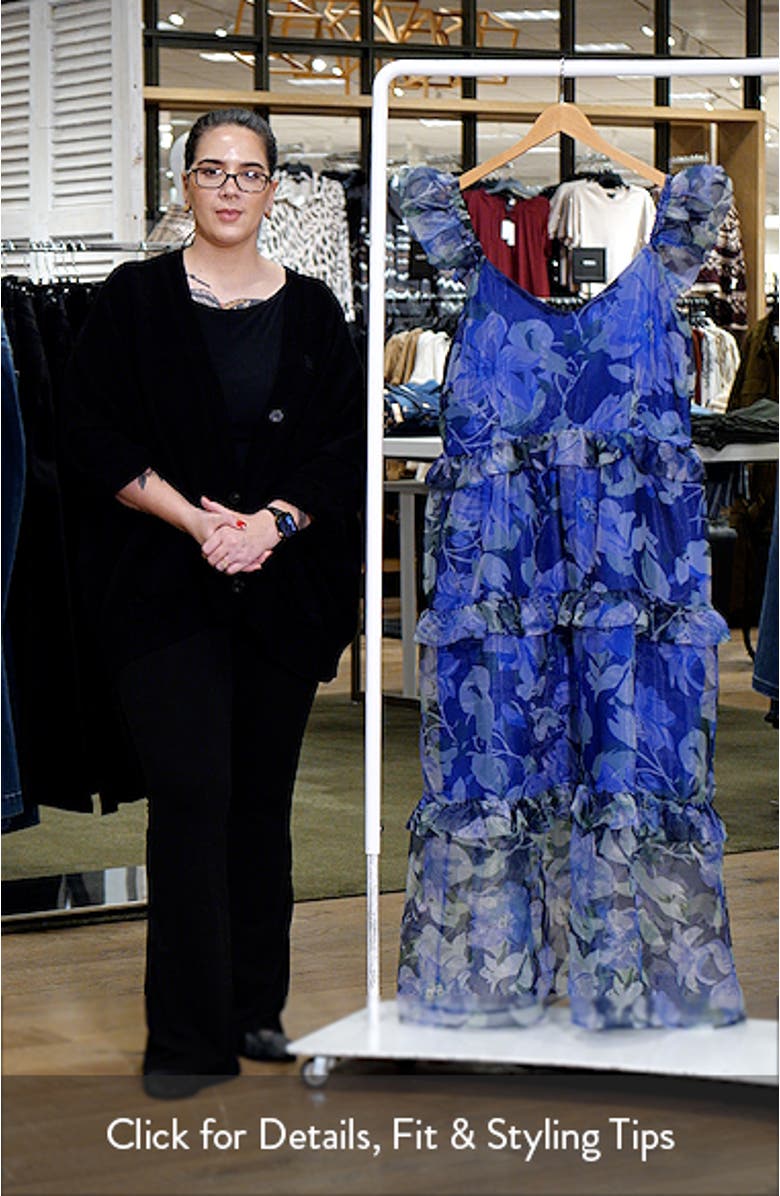 Mylie Floral Ruffle Tiered Organza Maxi Dress, sales video thumbnail