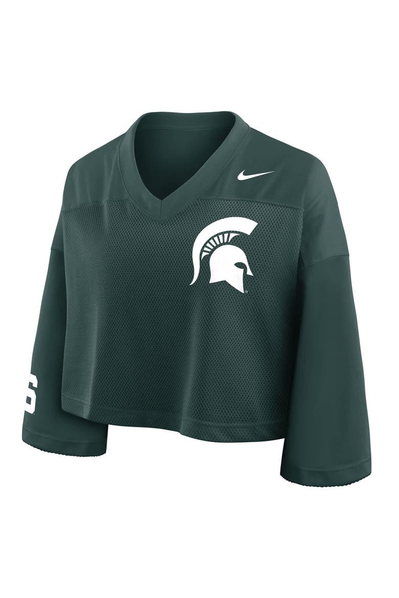 Women's Nike Green Michigan State Spartans Cropped Mesh Fashion Jersey, Alternate, color, Green