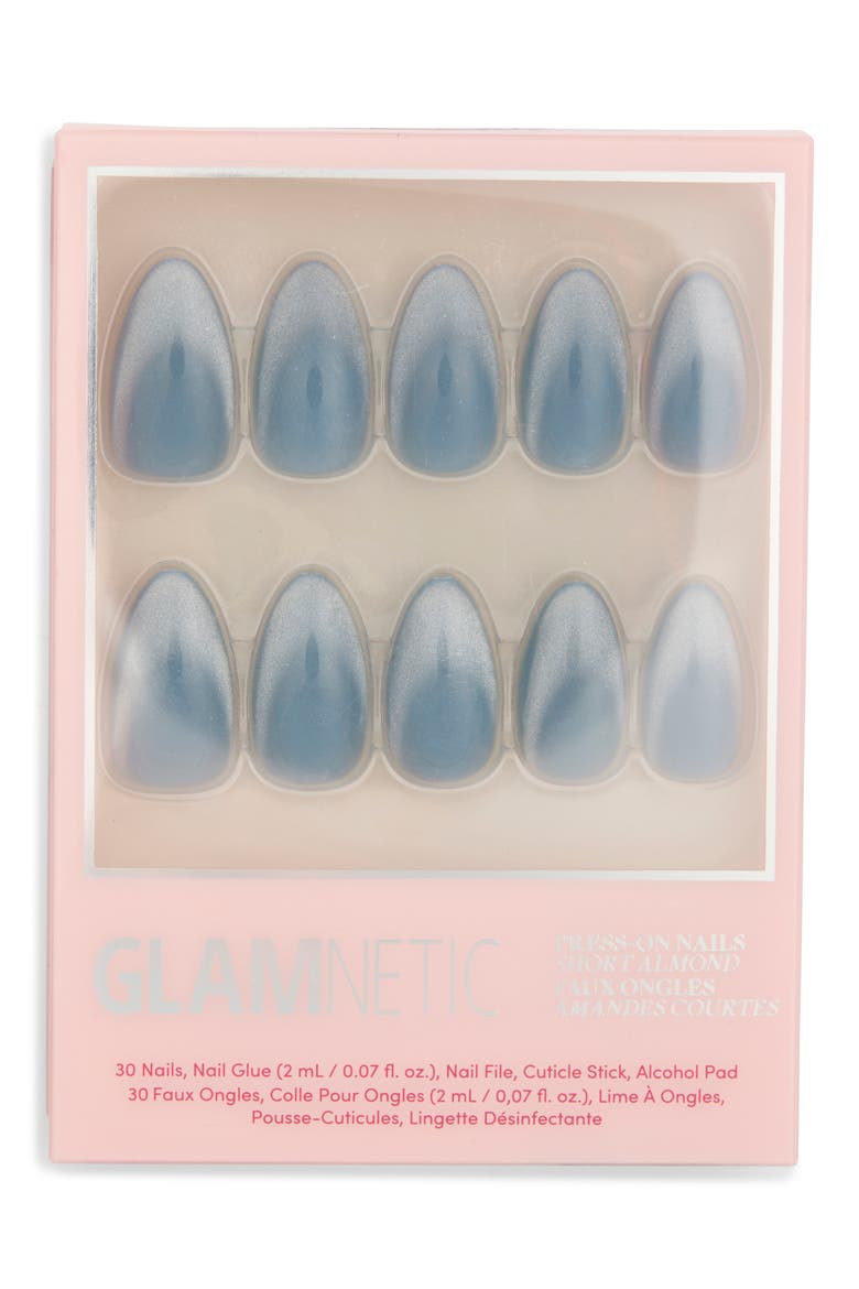 Short Almond Press-On Nails Set, Main, color, BABY BLUES