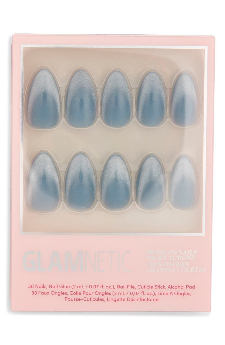 GLAMNETIC Short Almond Press-On Nails Set, Main, color, Baby Blues