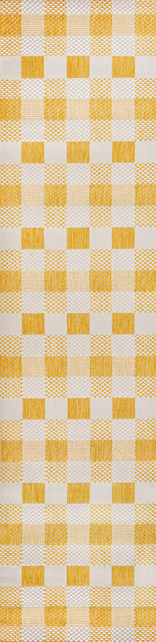 Jonathan Y Darcy Traditional Geometric Bold Gingham Indoor/outdoor Area Rug In Yellow/cream