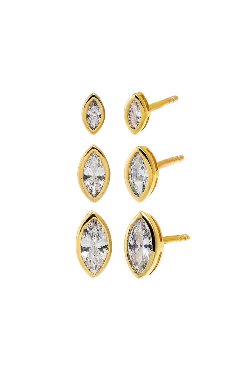 BY ADINA EDEN CZ Graduated Marquise Bezel Stud Earring Combo Set, Main, color, 