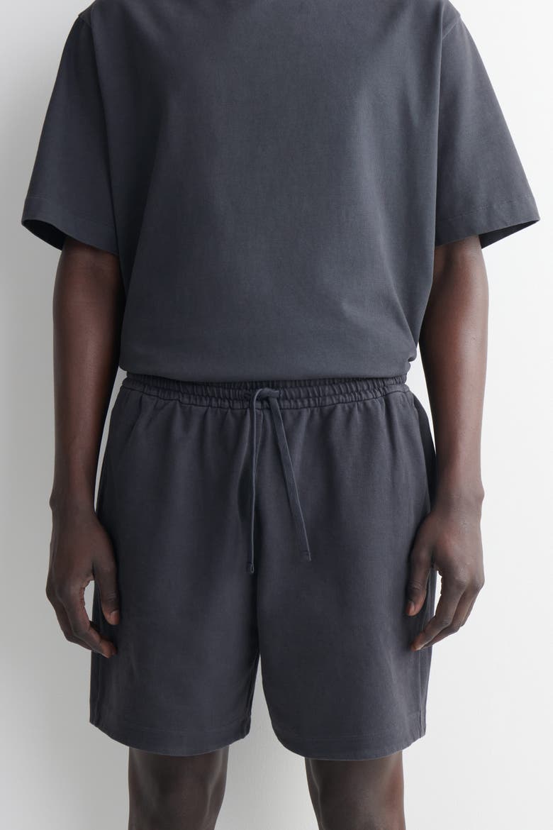Garment-washed Cotton-jersey Shorts, Alternate, color, CHARCOAL
