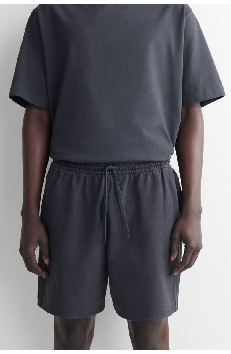 COS Garment-washed Cotton-jersey Shorts, Alternate, color, Charcoal