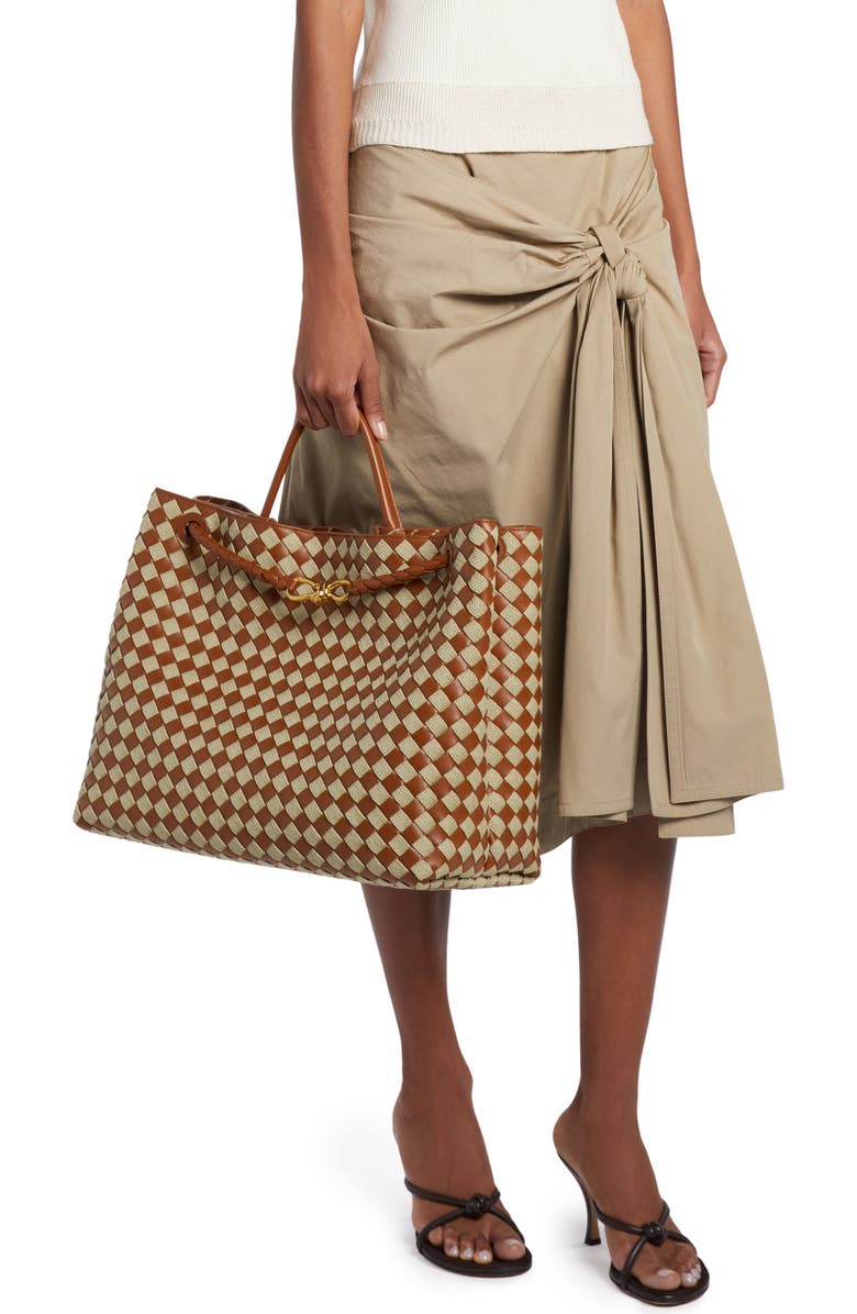 Bottega Veneta Large Andiamo Intrecciato Rope & Leather Handbag, Alternate, color, Cognac