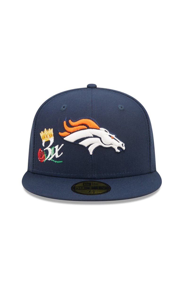 New Era Men's New Era Navy Denver Broncos Crown 3x Super Bowl Champions 59FIFTY Fitted Hat, Alternate, color, 