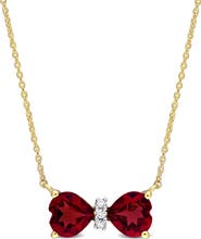 Julianna B. Gemstone & Diamond Bow Necklace 10K