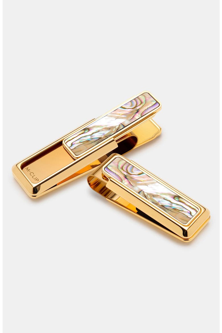 'New Yorker - Abalone' Money Clip, Main, color, GOLD/ PEARL