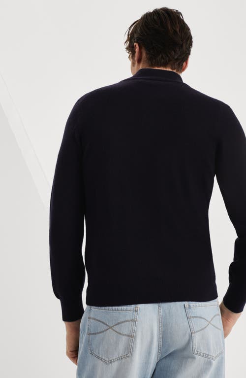 Brunello Cucinelli Long-sleeve Cashmere Jumper In Navy Blue