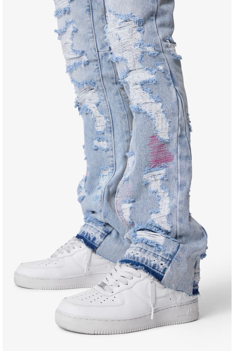 B570 Distressed Flare Jeans, Alternate, color, BLUE