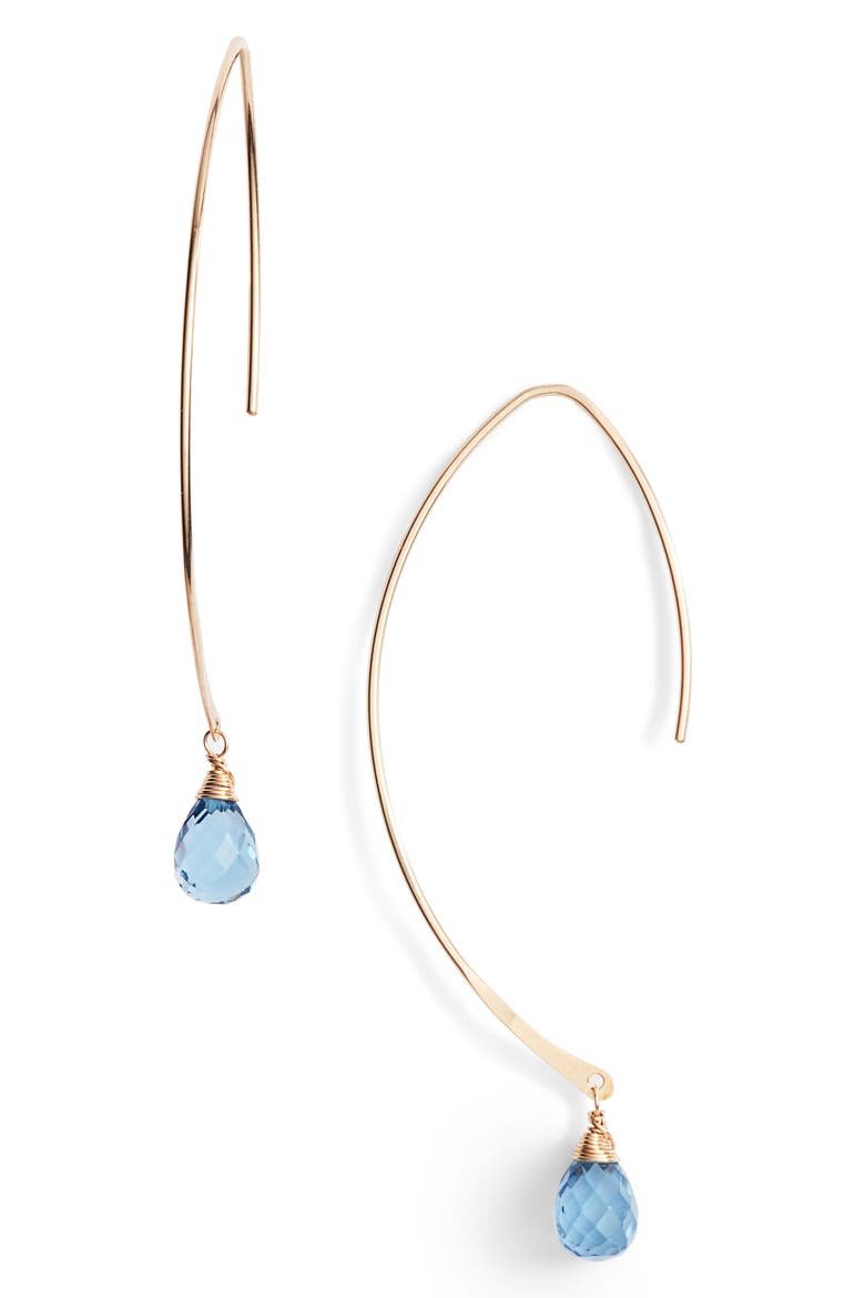 Gem Wave Earrings, Main, color, GOLD/ BLUE