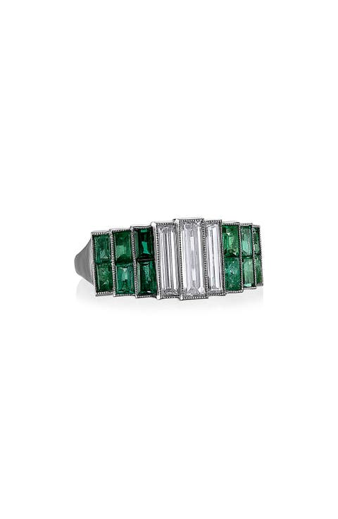 Icon Baguette Diamond & Colombian Emerald Band