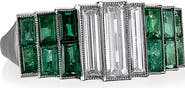 Mindi Mond Icon Baguette Diamond & Colombian Emerald Band