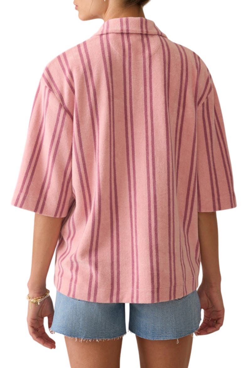 Cabana Stripe Towel Terry Camp Shirt, Alternate, color, ORCHID LINES