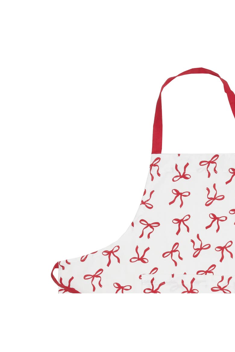 Holiday Bows & Ribbons 100% Cotton Christmas Apron, Alternate, color, Red
