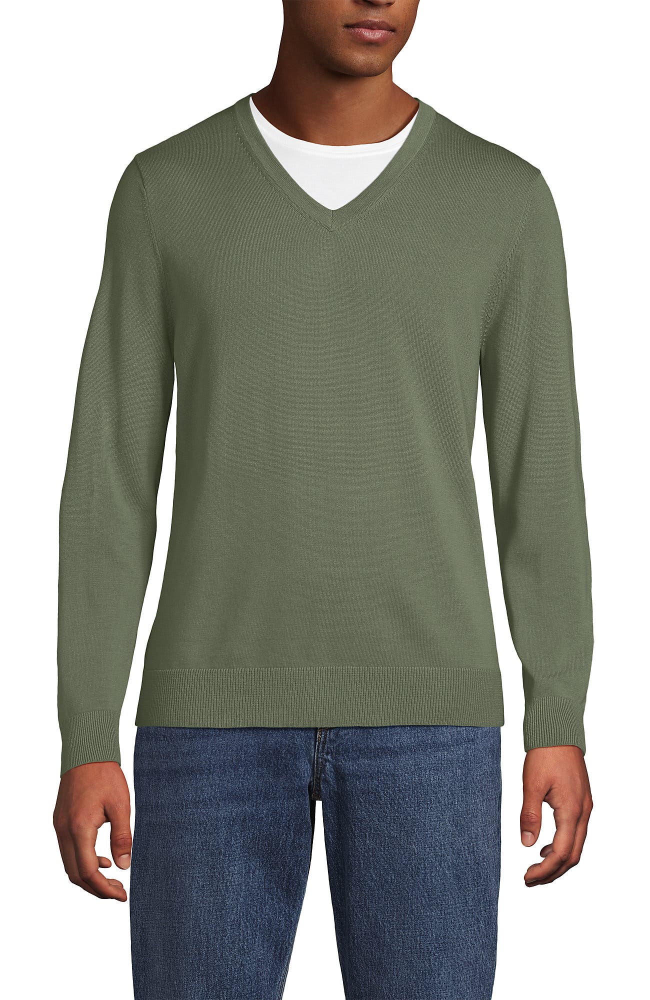 Fine Gauge Cotton V Neck Sweater - image 3