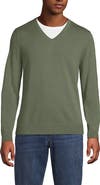 Lands' End Fine Gauge Cotton V Neck Sweater