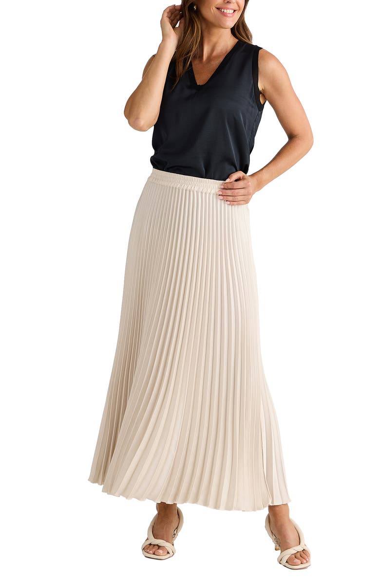 Brave+True Alias Pleated Maxi Skirt, Alternate, color, Oyster