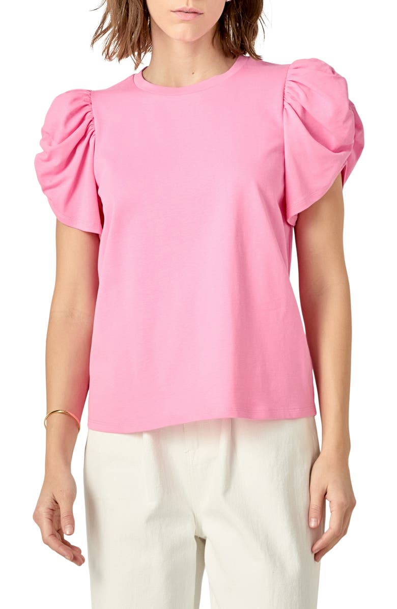 English Factory Gathered Sleeve Knit Top, Main, color, Pink