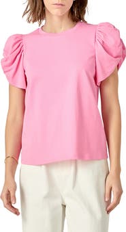 English Factory Gathered Sleeve Knit Top