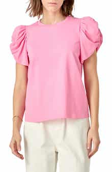 English Factory Gathered Sleeve Knit Top