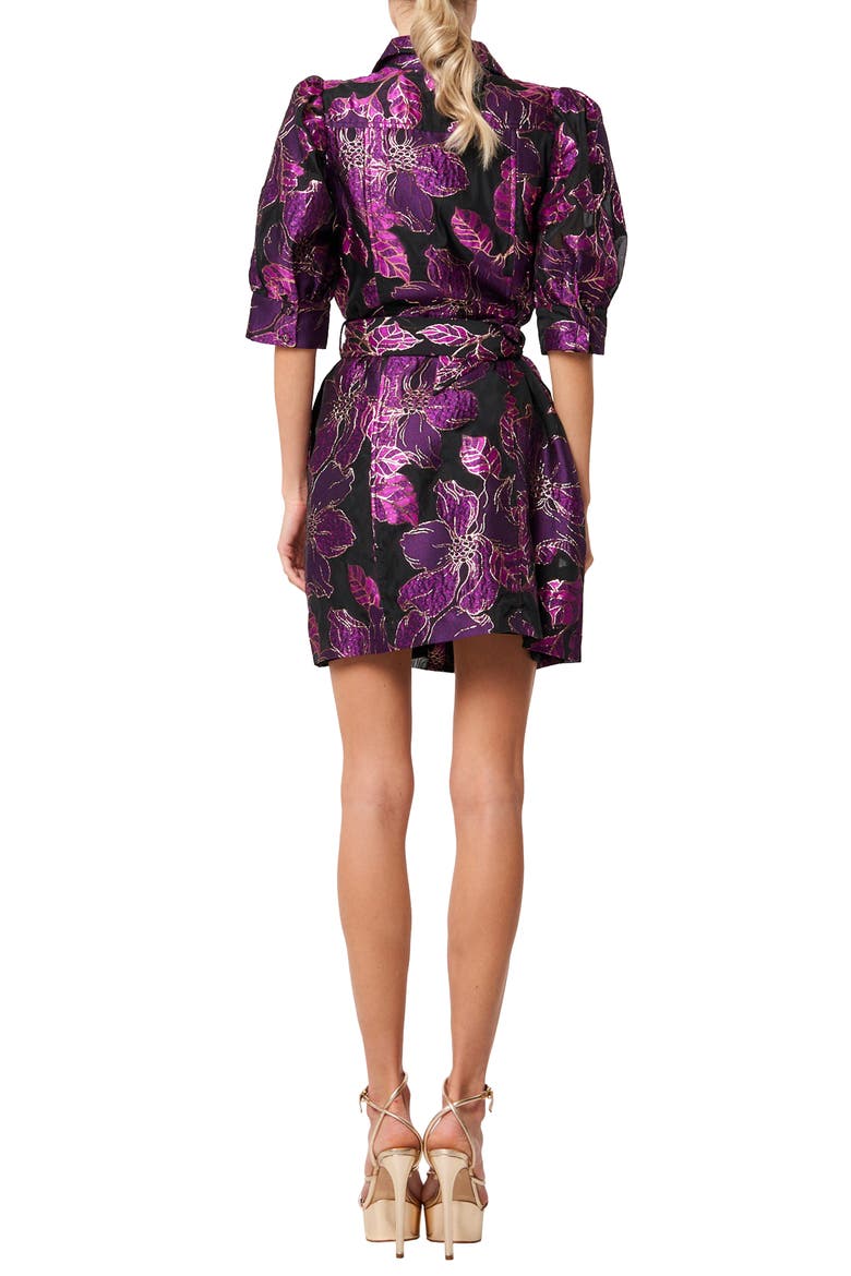 Misla Metallic Floral Print Minidress, Alternate, color, PURPLE MULTI
