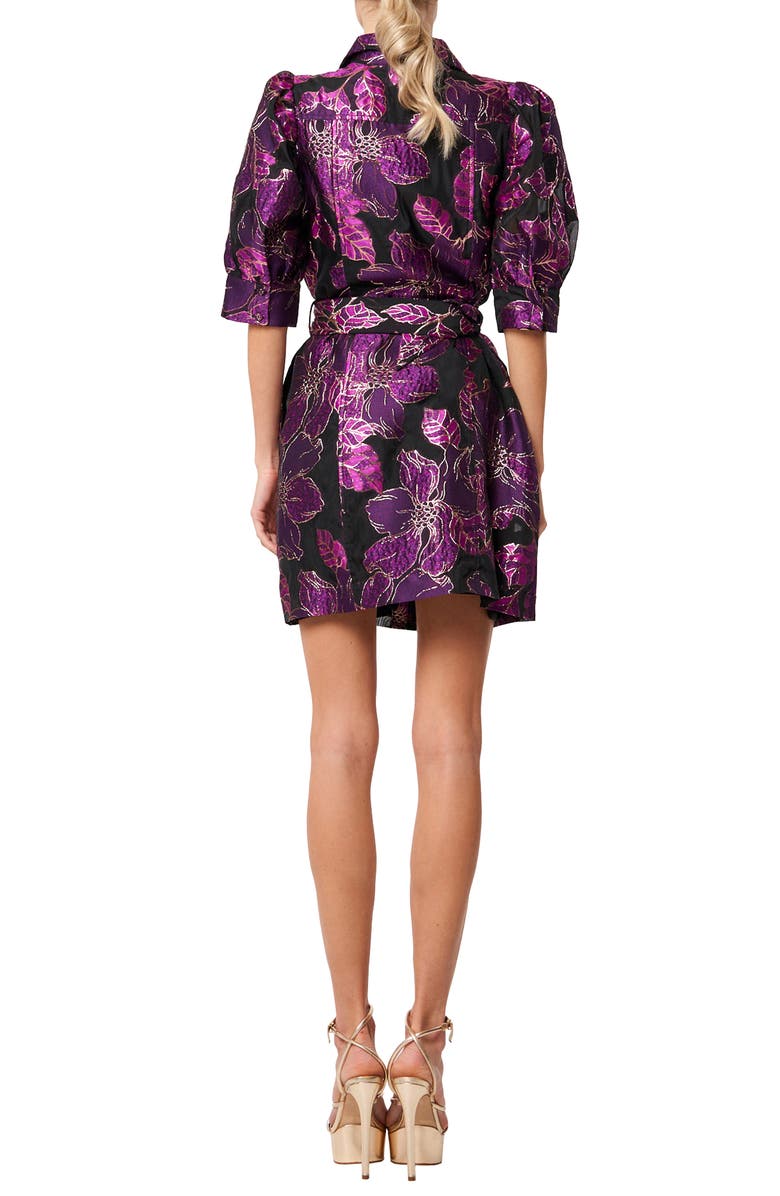 CIEBON Misla Metallic Floral Print Minidress, Alternate, color, Purple Multi