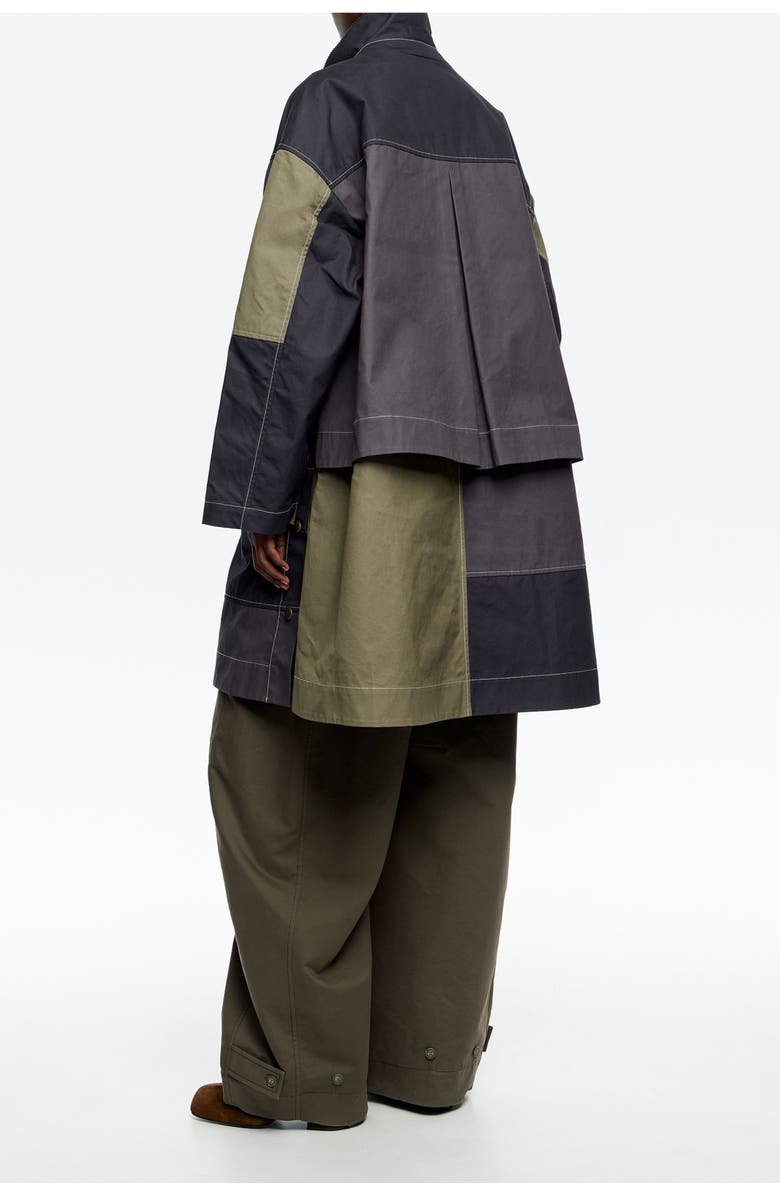 Bimba y Lola Multicolor Patchwork Midi Trench, Alternate, color, Navy