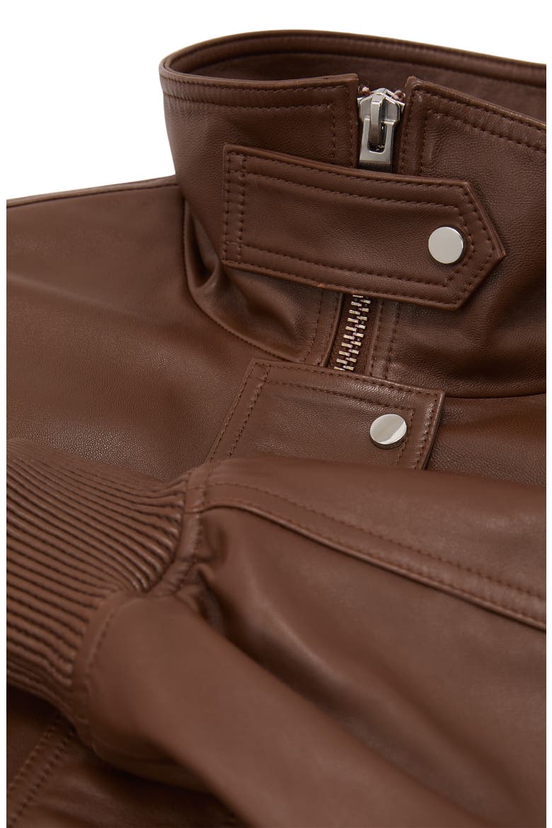 Cara Leather Bomber Jacket, Alternate, color, CHESTNUT BROWN