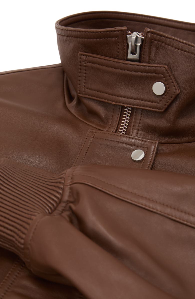 Reiss Cara Leather Bomber Jacket, Alternate, color, Chestnut Brown
