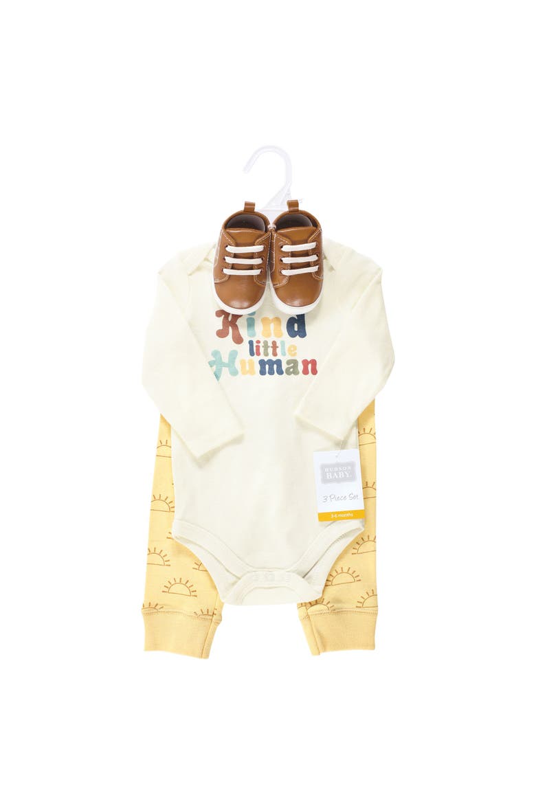 Three-Piece Long-Sleeve Bodysuit Outfit with Pants and Footwear, Alternate, color, Kind Human