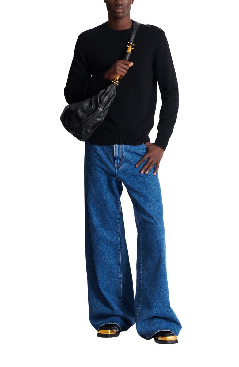 Balmain Fine eco-cashmere jumper, Alternate, color, Black