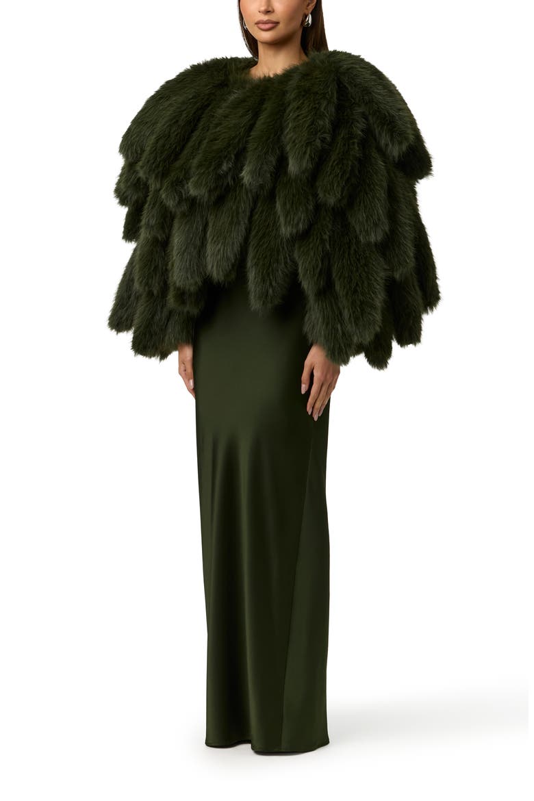 Foxtail Faux Fur Cropped Jacket, Alternate, color, NOIR GREEN